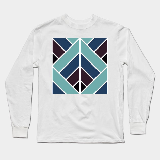 Geometric Pattern: Art Deco Diamond: Midnight Long Sleeve T-Shirt by Red Wolf